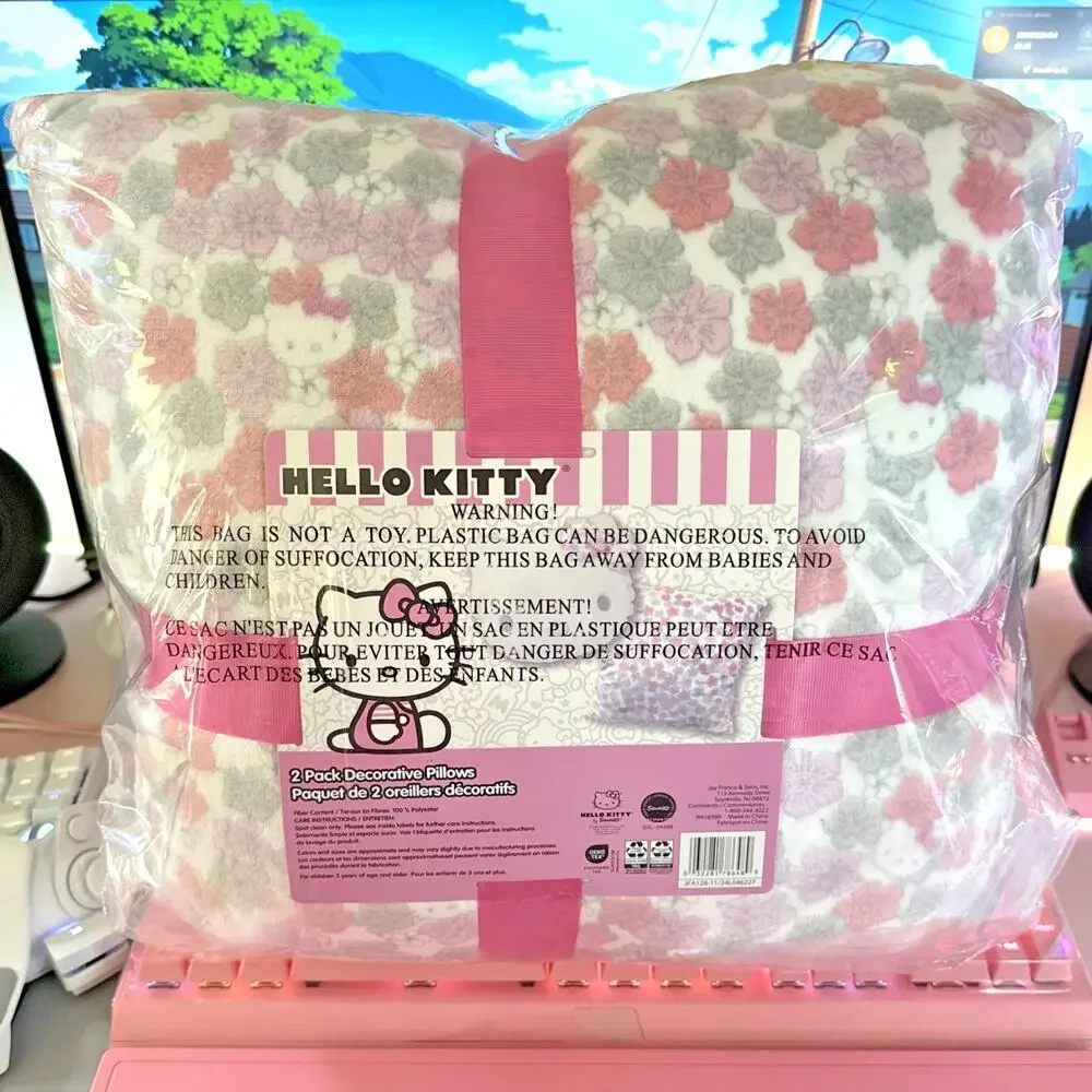 Hello Kitty 2 Pack Decorative Pillows Flower Face Plush Set Kawaii 2025 Sanrio